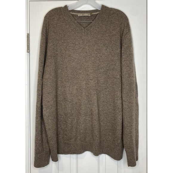 Raffi Men's Cashmere Pullover V Neck Sweater Brown Size XL - Picture 1 of 6